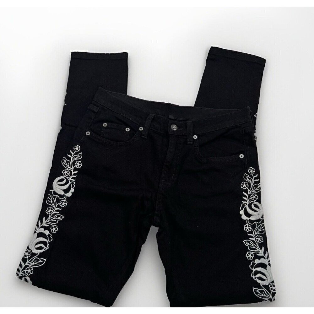 LF Carmar Skinny Jeans Embroidered Floral black Western Boho Style Size 26 NWOT - Picture 6 of 13